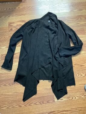 Blank NYC Black Sueded Asymetrical Long Sleeve Open Front Cardigan Size M